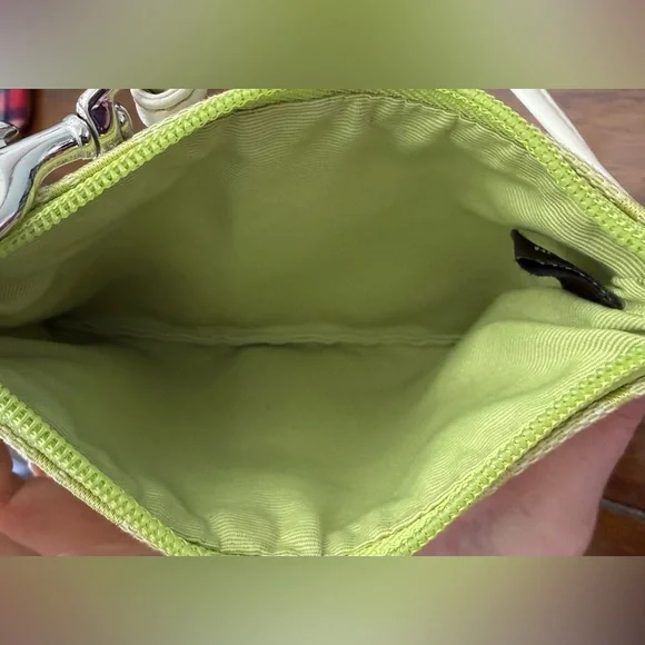 Coach Vintage Signature Yellowish/Lime GreenJacquard & Leather Wristlet - Picture 4 of 4